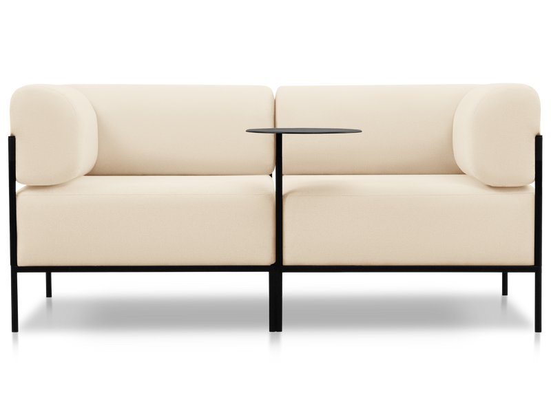 Диван садовый модульный Нолан Рогожка Кремовый/Черный